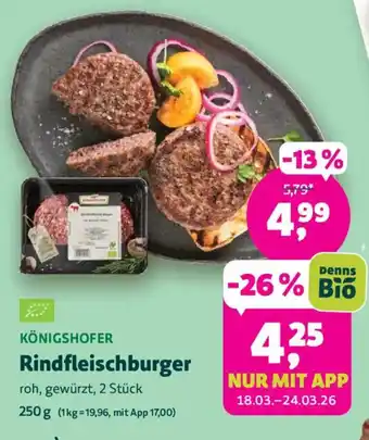Biomarkt KÖNIGSHOFER Rindfleischburger Angebot