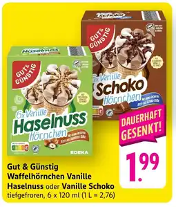 Edeka Neukauf Gut & Günstig Waffelhörnchen Vanille Haselnuss oder Vanille Schoko Angebot