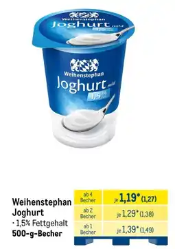 METRO Weihenstephan Becher Joghurt Angebot