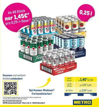 METRO Spirituosen-Mixdosen Angebot
