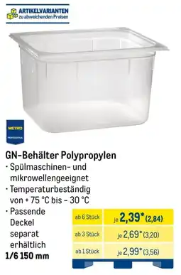 METRO METRO PROFESSIONAL GN-Behälter Polypropylen Angebot
