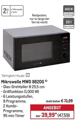 METRO Tarrington House Mikrowelle MWD 8820G Angebot