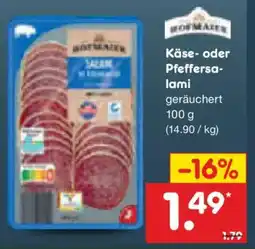 Netto Marken-Discount Hofmaier Käse oder Pfeffersalami Angebot