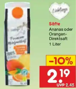 Netto Marken-Discount Säfte Ananas oder Orangen- Direktsaft Angebot