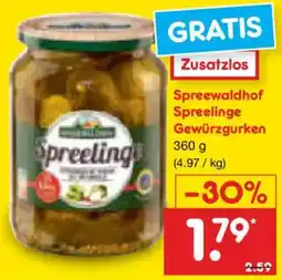 Netto Marken-Discount Spreewaldhof Spreelinge Gewürzgurken Angebot