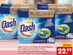 Netto Marken-Discount Alpen Frische, 3 in 1 Caps für weiße Wäsche oder Vollwaschmittel Color Frische, 3 in 1 Caps für bunte Wäsche, 5er Pack Angebot