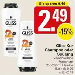 WEZ Gliss Kur Shampoo oder Spülung Angebot