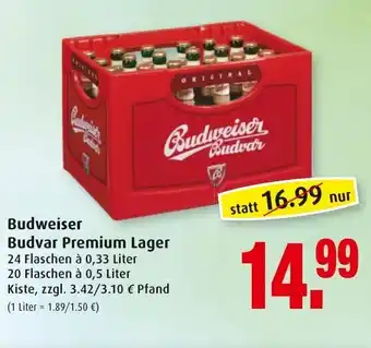 Markant Budweiser Budvar Premium Lager 20 x 0,5 L / 24x0,33L Angebot