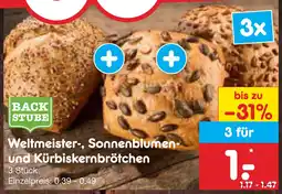 Netto Marken-Discount Backstube weltmeister-, sonnenblumen- und kürbiskernbrötchen Angebot