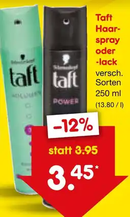Netto Marken-Discount Taft haarspray oder -lack Angebot