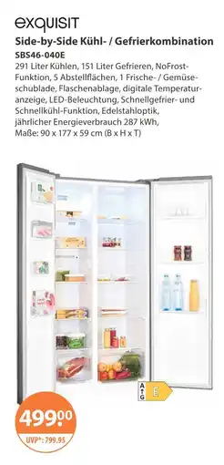 V Markt Exquisit side-by-side kühl- / gefrierkombination sbs46-040e Angebot