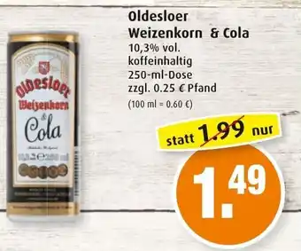 Markant Oldesloer Weizenkorn & Cola 250ml Angebot