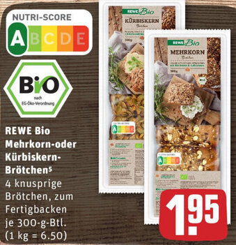 REWE Rewe Bio Mehrkorn oder Kürbiskern Brötchen Angebot