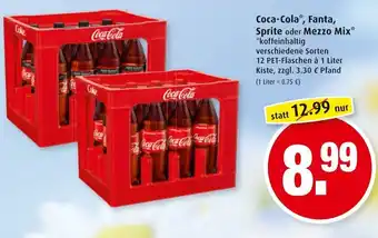 Markant Coca Cola, Fanta ,Sprite oder Mezzi Mix 12x1L Angebot