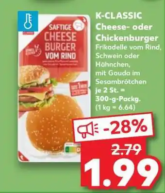 Kaufland K-CLASSIC Cheese- oder Chickenburger Angebot