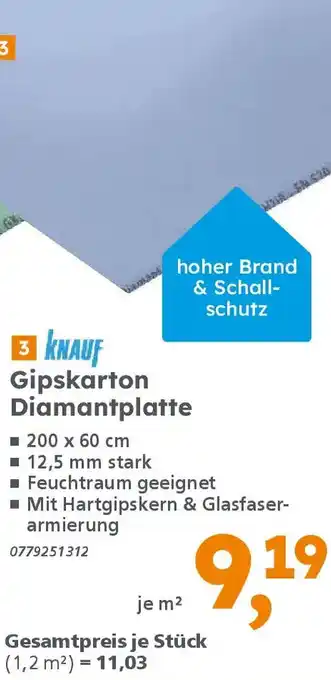 Globus Baumarkt KNAUF Gipskarton Diamantplatte Angebot
