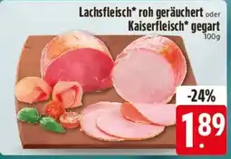 E-Center Lachsfleisch roh geräuchert oder Kaiserfleisch gegart Angebot