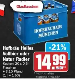 AEZ Hofbräu Helles Vollbier oder Natur Radler Angebot