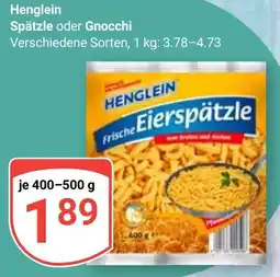 Globus Henglein Spätzle oder Gnocchi Angebot
