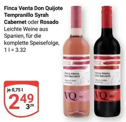 Globus Finca Venta Don Quijote Tempranillo Syrah Cabernet oder Rosado Angebot