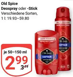 Globus Old Spice Deospray oder Stick Angebot