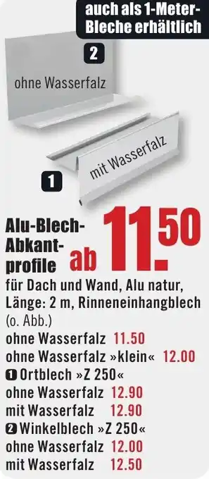B1 Discount Baumarkt Alu-Blech Abkantprofile Angebot