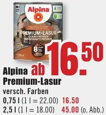 B1 Discount Baumarkt Alpina Premium-Lasur Angebot