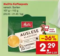 Netto Marken-Discount Melitta Kaffeepads Angebot