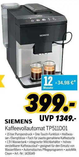 MEDIMAX SIEMENS Kaffeevollautomat TP511D01 Angebot
