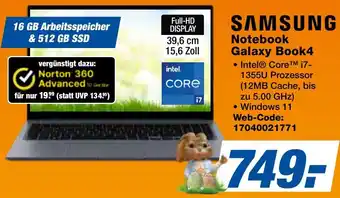 expert Techno Land SAMSUNG Notebook Galaxy Book4 Angebot