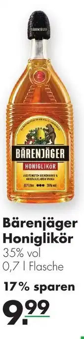 Handelshof Bärenjäger Honiglikör 0,7L Angebot