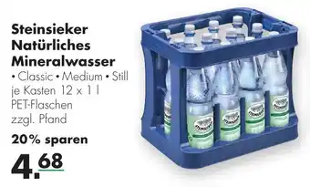 Handelshof Steinsieker Natürliches Mineralwasser 12x1L Angebot