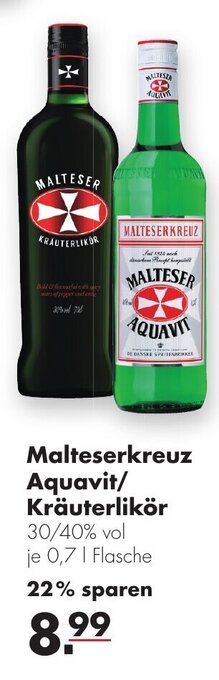 Handelshof Malteserkreuz Aquavit/Kräuterlikör 0,7L Angebot