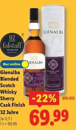 Lidl Glenalba Blended Scotch Whisky Sherry Cask Finish 32 Jahre Angebot