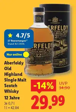 Lidl Aberfeldy Old Highland Single Malt Scotch Whisky 12 Jahre Angebot