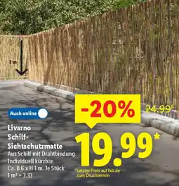 Lidl Livarno Schilf- Sichtschutzmatte Angebot