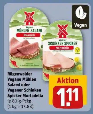 REWE Rügenwalder Vegane Mühlen Salami oder Veganer Schinken Spicker Mortadella Angebot