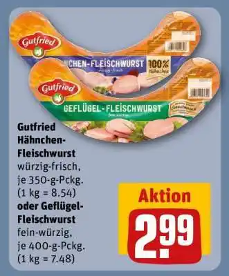 REWE Gutfried Hähnchen-Fleischwurst oder Geflügel-Fleischwurst Angebot