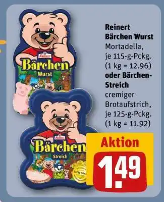 REWE Reinert Bärchen Wurst oder Bärchen-Streich Angebot