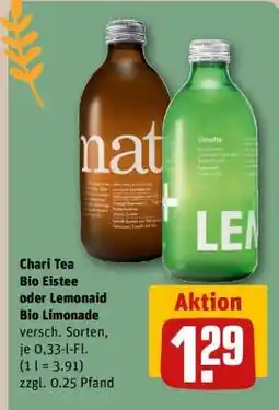 REWE Chari Tea Bio Eistee oder Lemonaid Bio Limonade Angebot