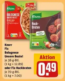 REWE Knorr Fix Bolognese Unsere Beste! oder Fix Hackbraten Angebot