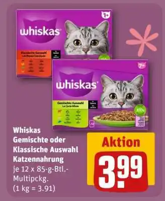 REWE Whiskas Gemischte oder Klassische Auswahl Katzennahrung Angebot