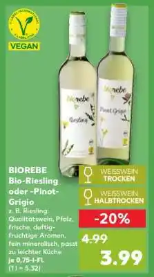 Kaufland BIOREBE Bio-Riesling oder -Pinot-Grigio Angebot