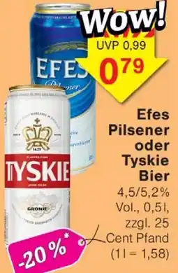 Wiglo Wunderland Efes Pilsener oder Tyskie Bier Angebot