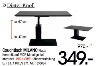 Zurbrüggen Dieter knoll couchtisch milano Angebot