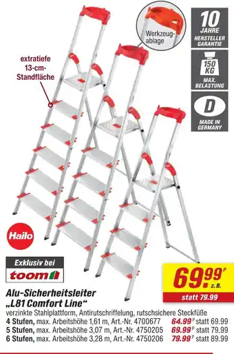 toom Baumarkt Hailo alu-sicherheitsleiter l81 comfort line Angebot