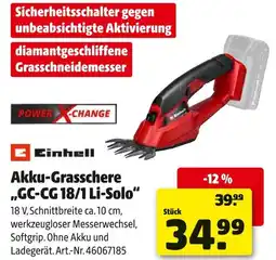 Hagebau Einhell akku-grasschere gc-cg 18/1 li-solo Angebot