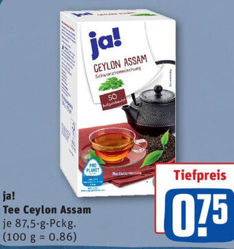 REWE ja! Tee Ceylon Assam Angebot