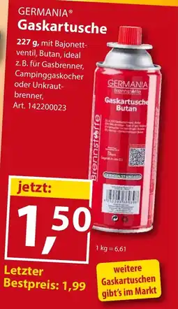 Sonderpreis Baumarkt GERMANIA Gaskartusche Angebot