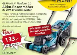 Sonderpreis Baumarkt GERMANIA Plattform 2.0 Akku-Rasenmäher 2x 20 V, Brushless-Motor Angebot